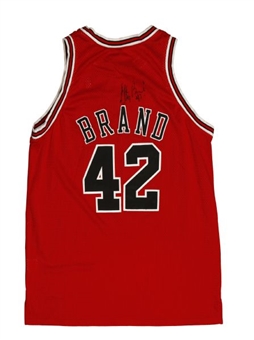 1999-2000 Elton Brand Game Worn and Signed Chicago Bulls Road Jersey (Bulls LOA)